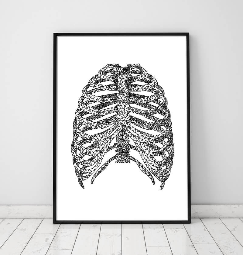 Buy Skeleton Rib Cage With Wildflowers Pen Drawing Online in India - Etsy