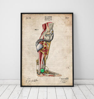 Mechanical leg blueprint anatomy art by Codex Anatomicus