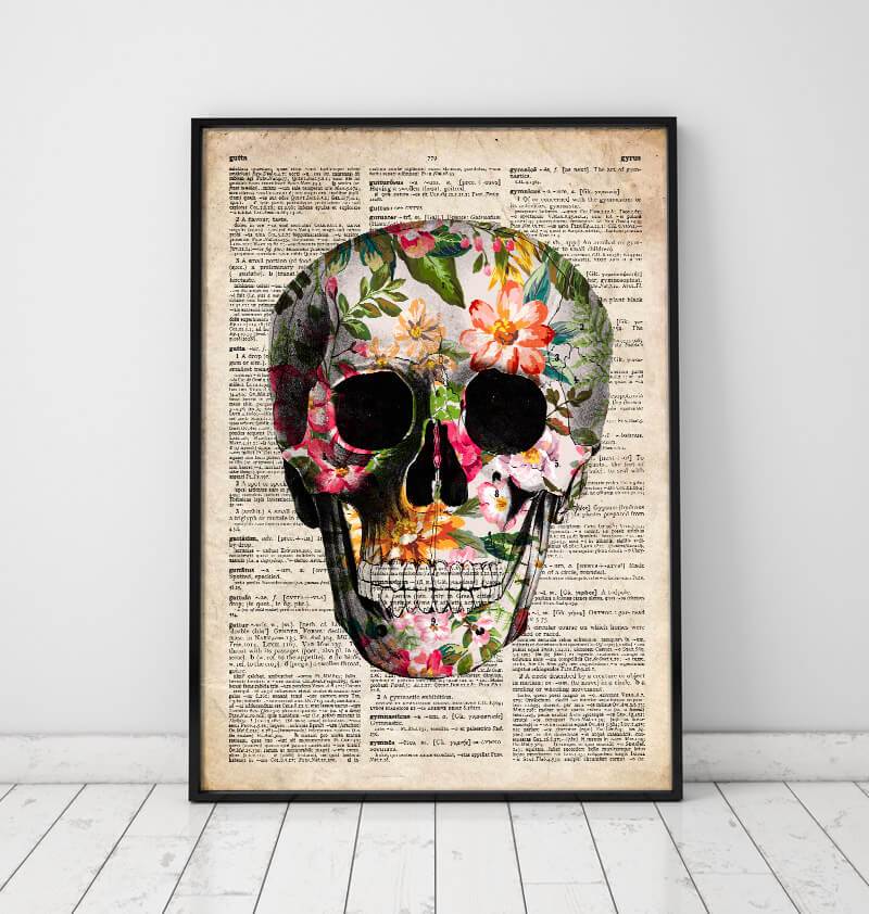 Floral skull art print