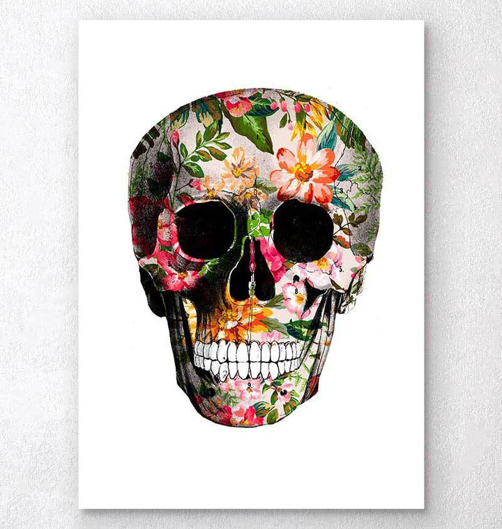 Floral skull art print - White background - Codex Anatomicus