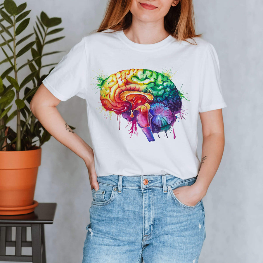 Brain Anatomy T-Shirt - Watercolor - Codex Anatomicus