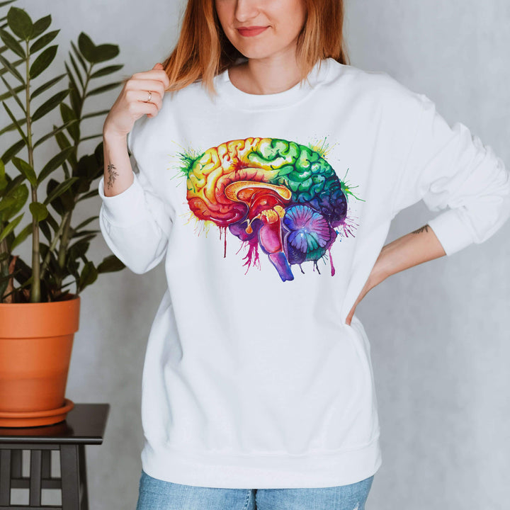 watercolor brain anatomy sweatshirt for nurses by codex anatomicus