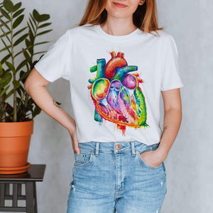 Heart Anatomy T-Shirt - Watercolor - Codex Anatomicus