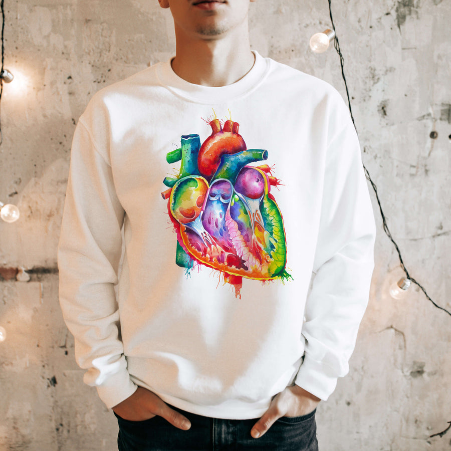 heart watercolor sweatshirt for men
