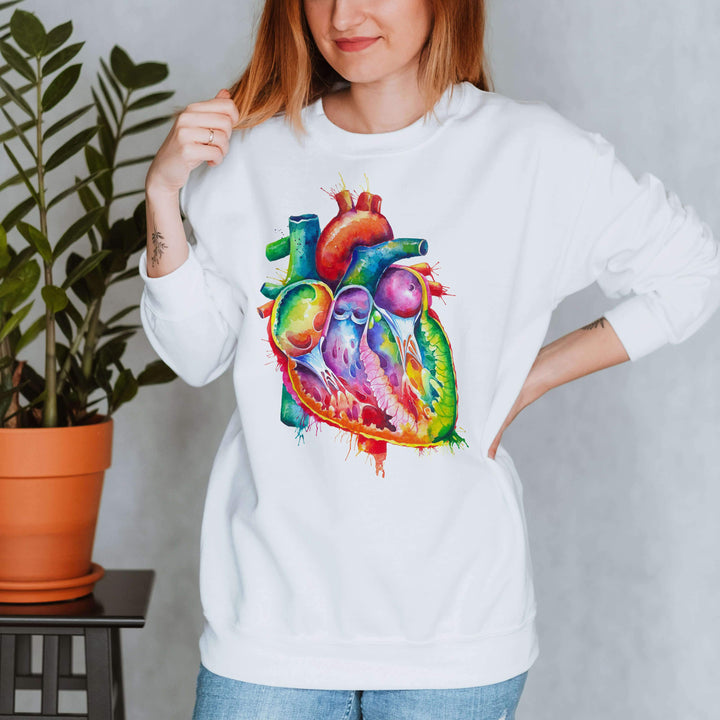 heart watercolor sweatshirt for women