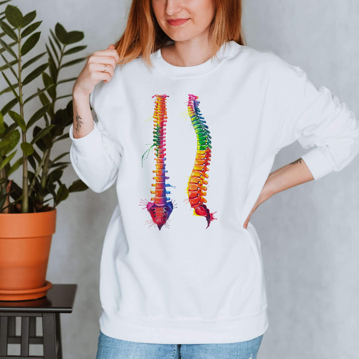 chiropractor sweatshirt featuring watercolor spine