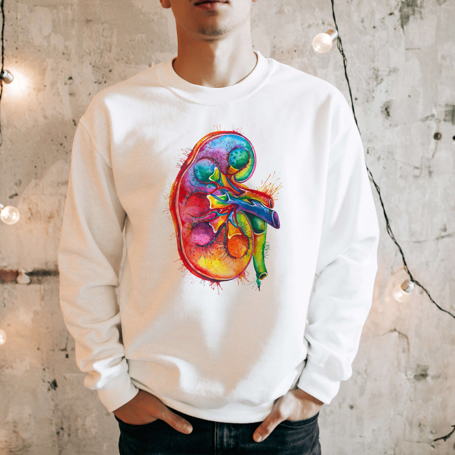 watercolor kidney anatomy pullover for nephrologists