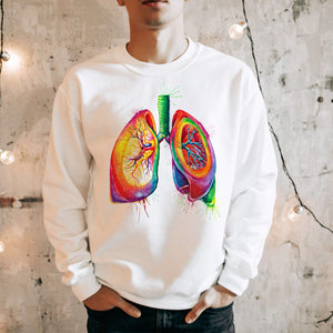 watercolor lungs pullover for nurses