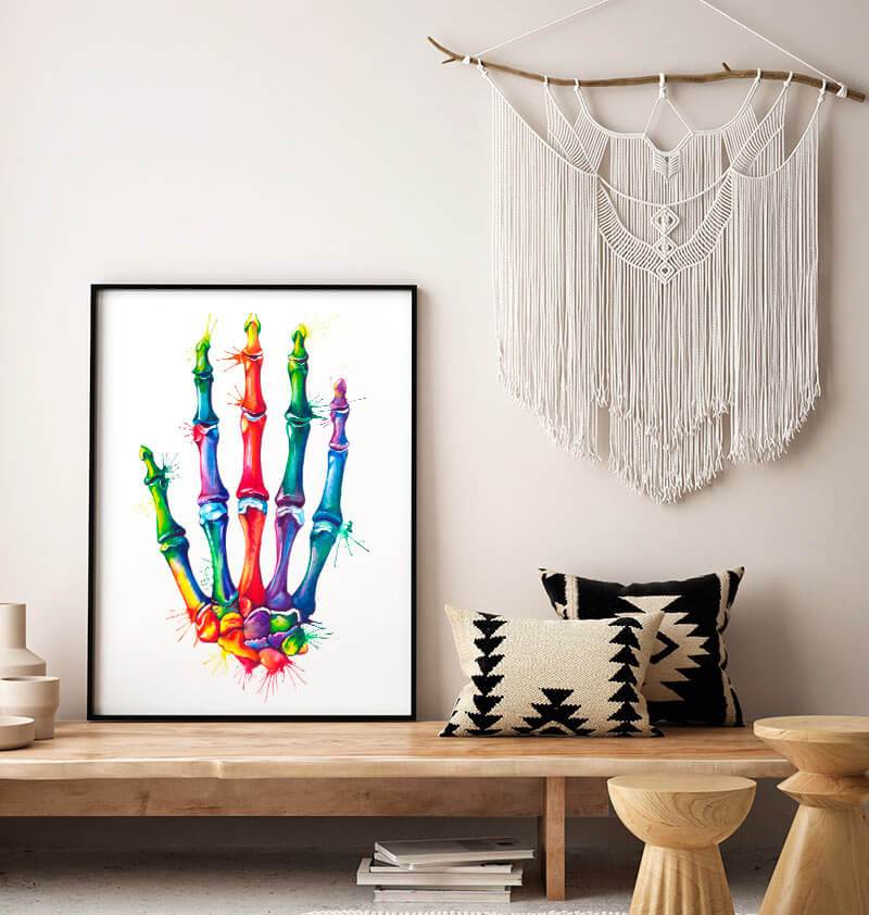 Hand anatomy poster in watercolor by codex anatomicus