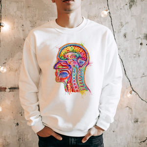 watercolor head and brain sweatshirt for doctors