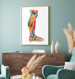 Leg anatomy art - Watercolor Anatomy Poster