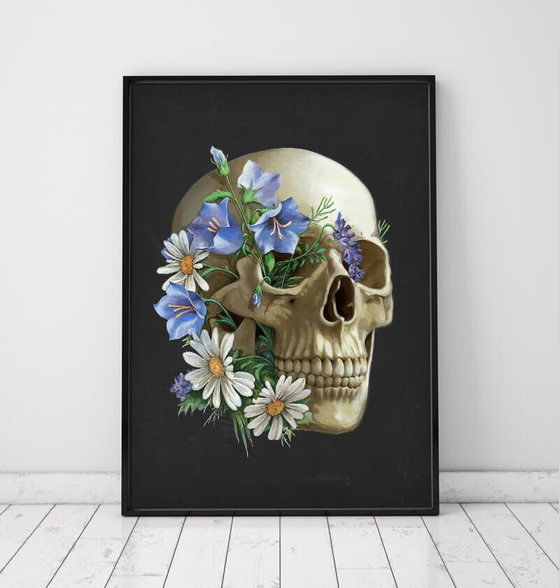 Floral skull Anatomy art print
