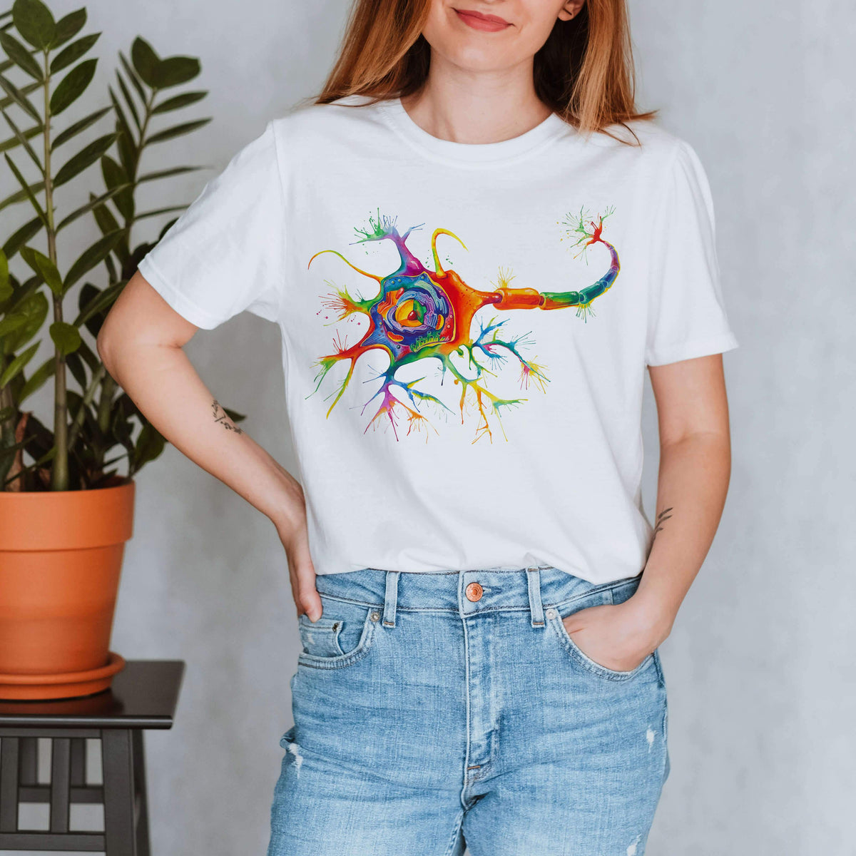 Neuron Anatomy T-Shirt - Watercolor - Codex Anatomicus