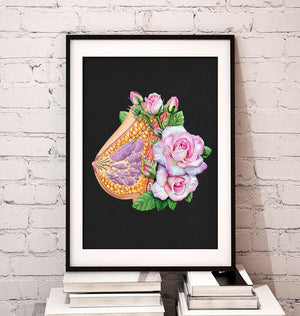 floral breast anatomy poster