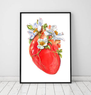 Floral heart anatomy art print by Codex Anatomicus