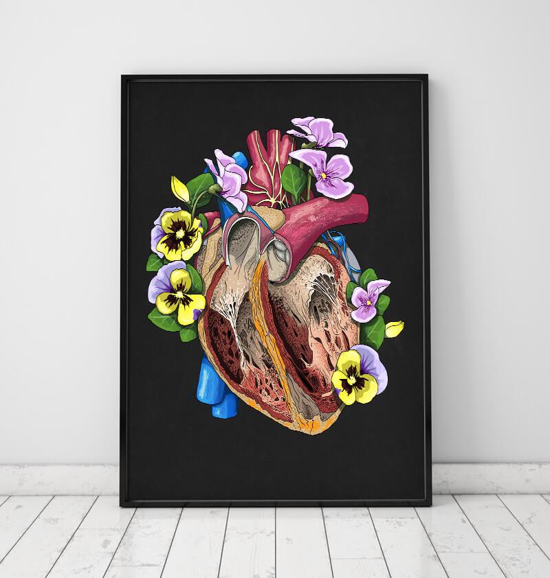 Heart with flowers poster