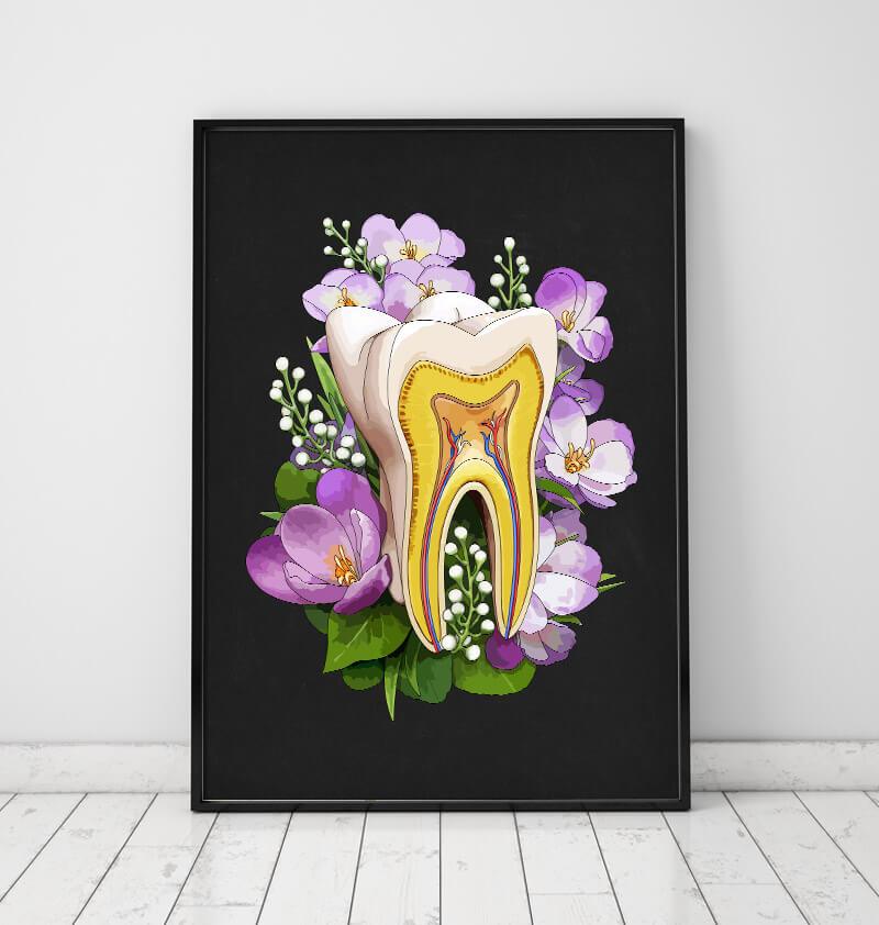 Floral dental anatomy art print by Codex Anatomicus