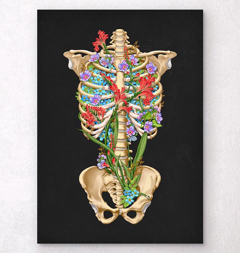 Rib cage with flowers