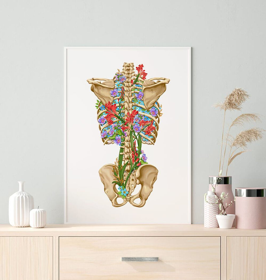 Rückenskelett Anatomie - Floral - Weiß