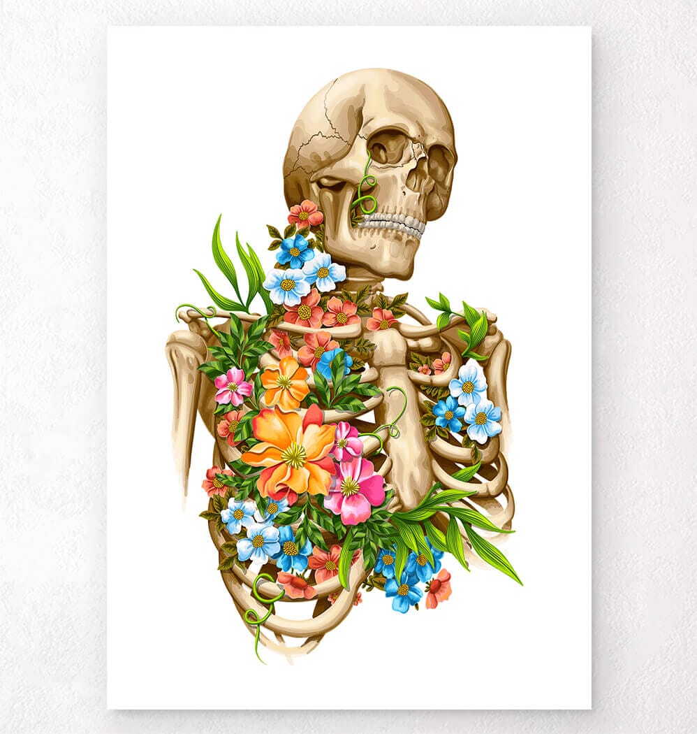 Floral skeleton Anatomy art print Codex Anatomicus