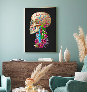 Floral skull anatomy art