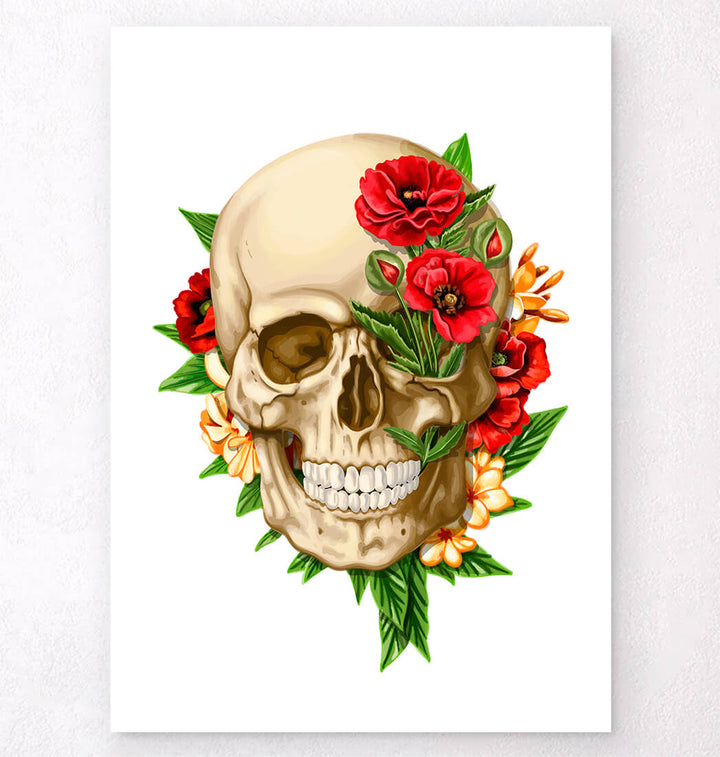 Skull with flowers poster