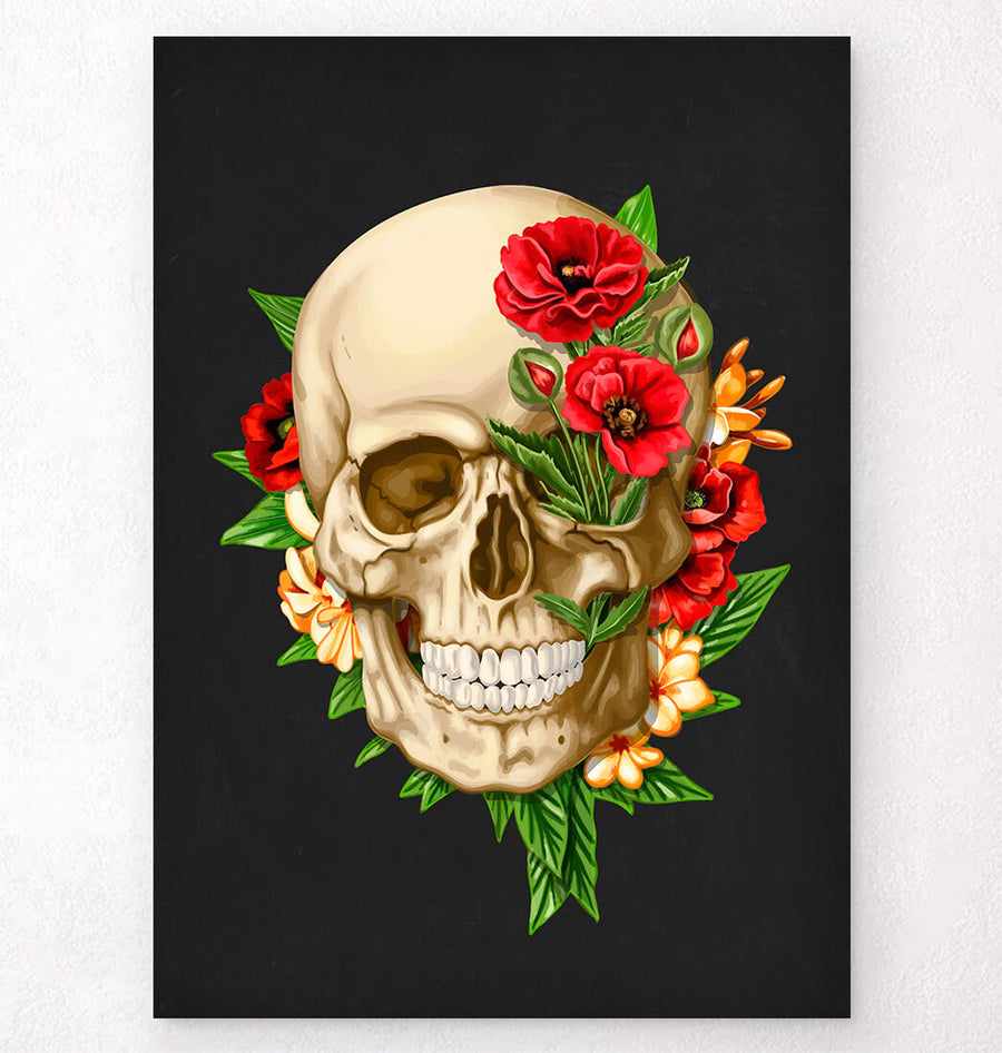 Skull with flowers poster