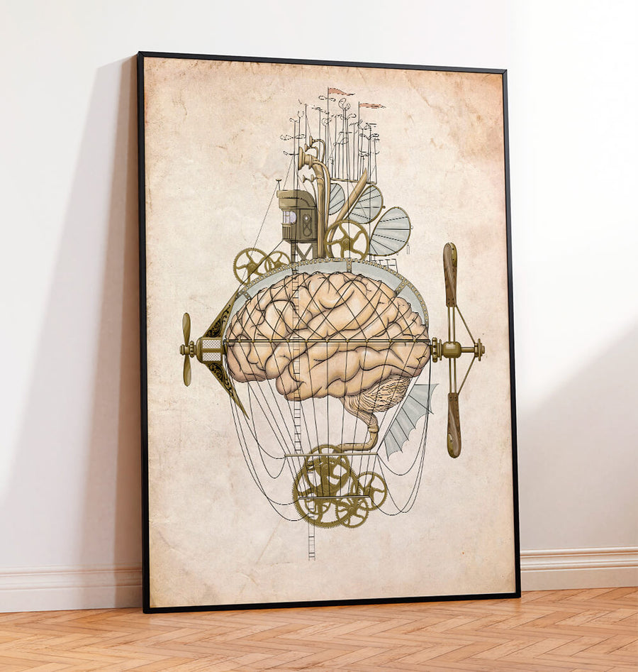 Steampunk brain art print by Codex Anatomicus