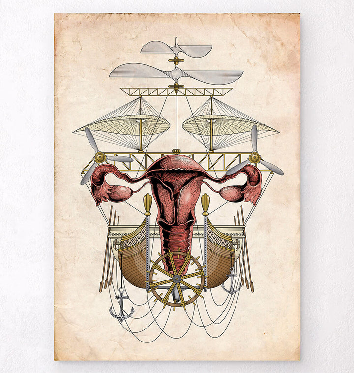 Steampunk uterus anatomy art