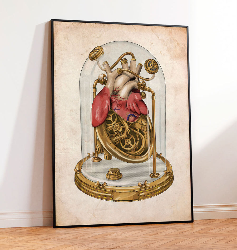 Steampunk heart art print by Codex Anatomicus