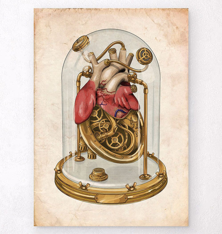 Steampunk anatomical heart art print