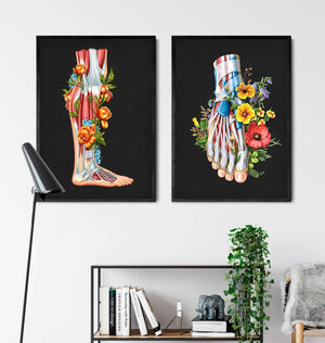 Anatomie des jambes - Floral - Noir