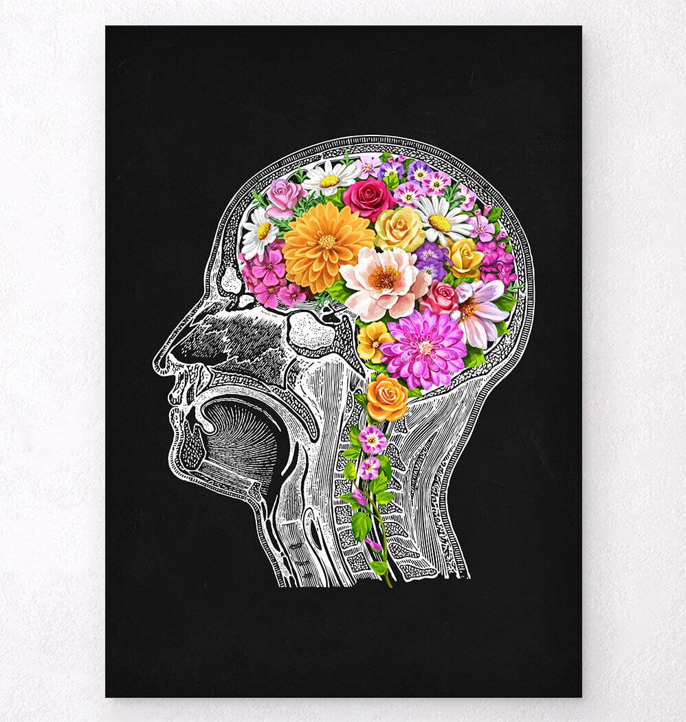 Floral brain anatomy art print - Codex Anatomicus