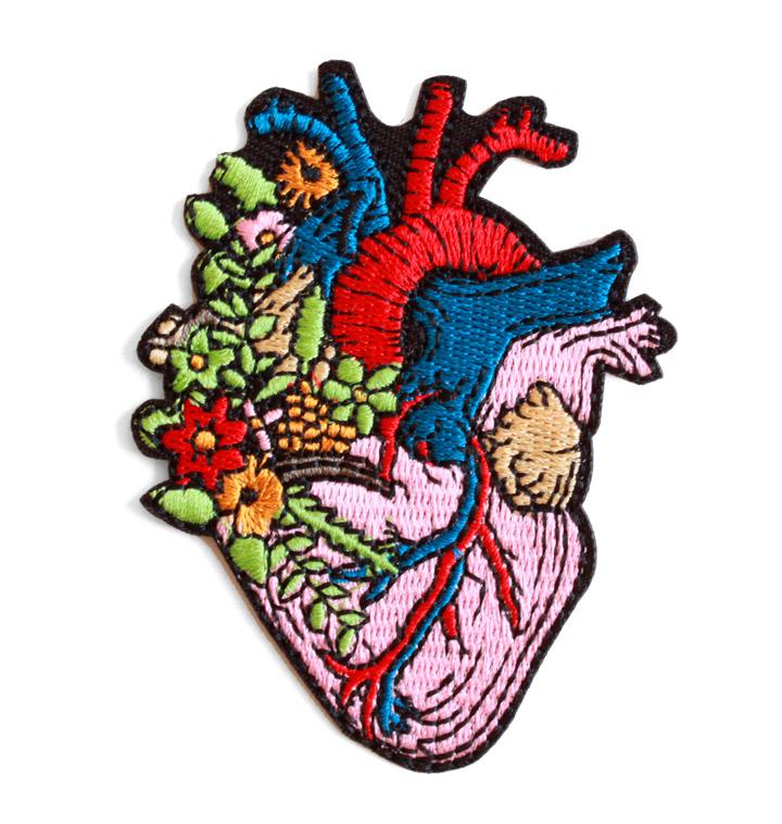 Gem Heart Sticker Embroidered Patches Clothing Badges Hippie Red Heart  Human Organs Patch Iron on Patches