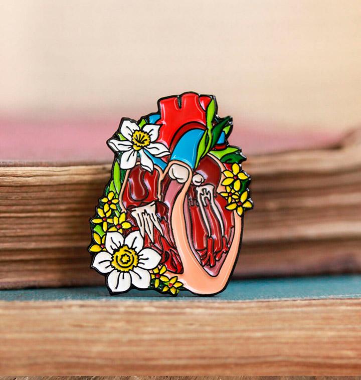 Dissected anatomical heart enamel pin - Codex Anatomicus