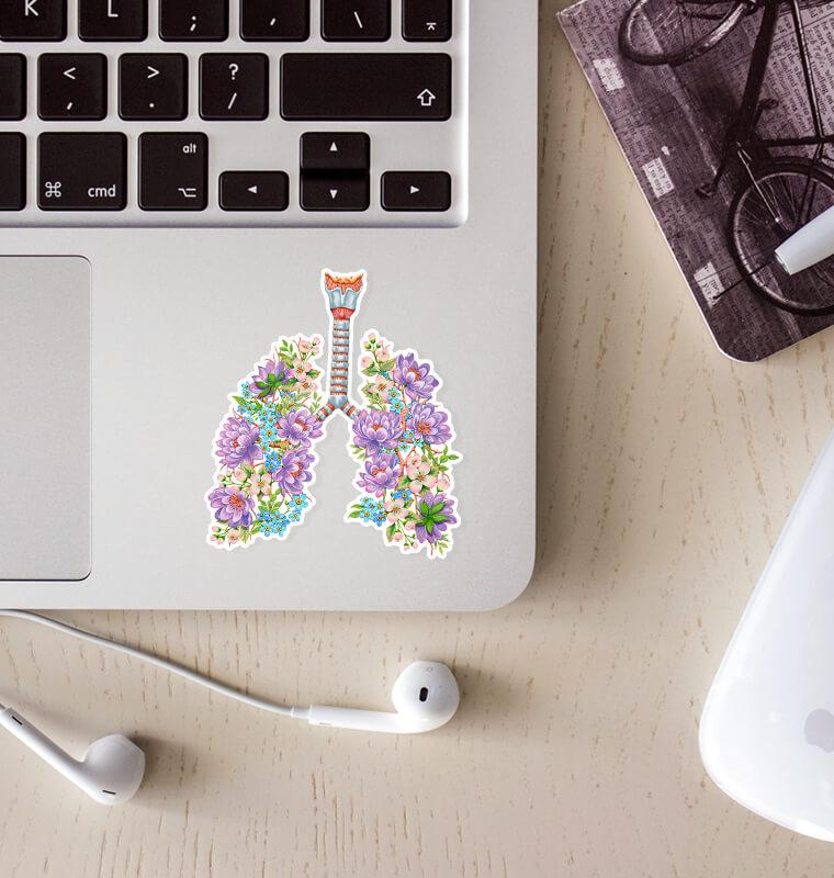 Sticker d'anatomie des poumons - Floral - Codex Anatomicus