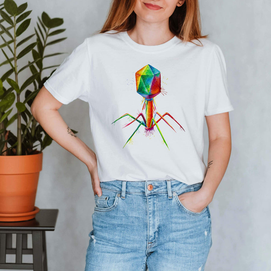 white Bacteriophage t-shirt for women