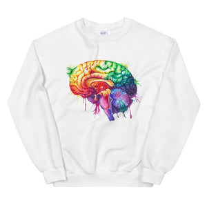 white watercolor brain anatomy sweatshirt for neurologists by codex anatomicus