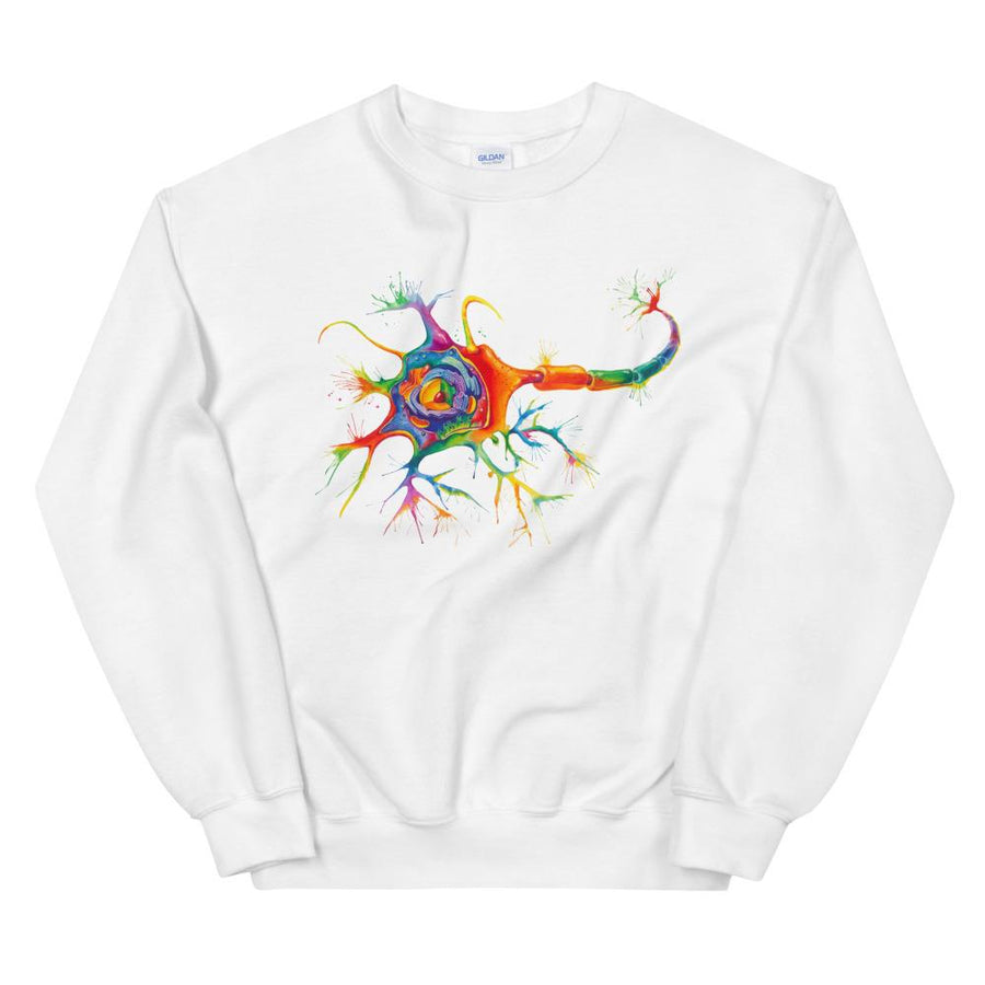 neuron design on a white watercolor sweatshirt for neurosurgeons