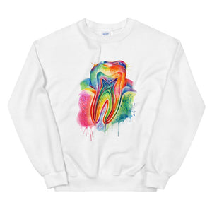 dentists sweatshirt with watercolor tooth design by codex anatomicus