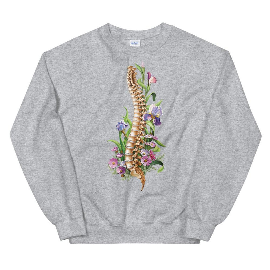 light grey spine anatomy sweatshirt for doctors and medical students by codex anatomicus