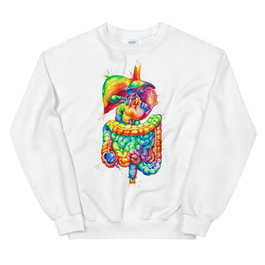 watercolor digestive system white sweatshirt for nurses by codex anatomicus