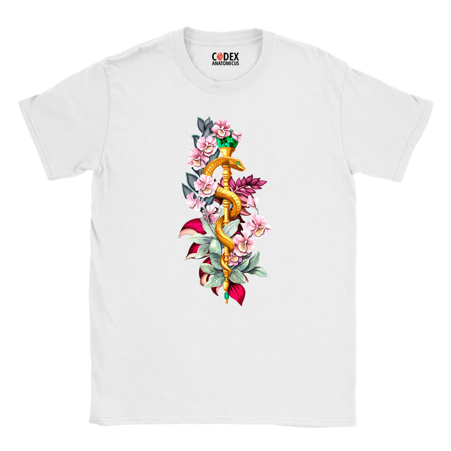 Rod of Asclepius T-Shirt - Floral – Codex Anatomicus